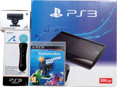 

Sony Ps3 Console 500gb with Starter Disk & Move Motion Controller(Black, For PS3)
