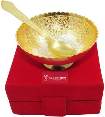

GoldGiftIdeas Gold-Silver Plated Flower Bowl Spoon Serving Set