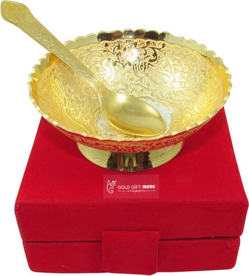 

GoldGiftIdeas 4 Inch Gold-Silver Plated Peacock Bowl Spoon Serving Set