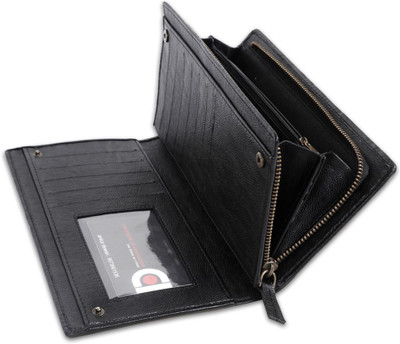 COI Coi stylish black multiple passport holder / leatherite document folder with dual zip(Black)