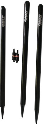 

SYN6 Cricket Stumps-Black , Set of 3 Wooden Cricket Stumps with 2 Bails , Fine Quality Wood , Black(Black)