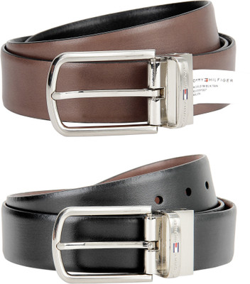 

Tommy Hilfiger Men Formal Tan, Black Genuine Leather Reversible Belt, Black/tan