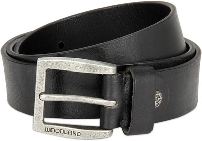Woodland Men Casual Black Genuine Leather Belt