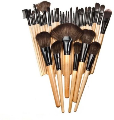 

Allin Exporters Cosmetic Brush Set (32 Pieces) with Black Leather Pouch for Eye Shadow Blush Concealer(Pack of 32)