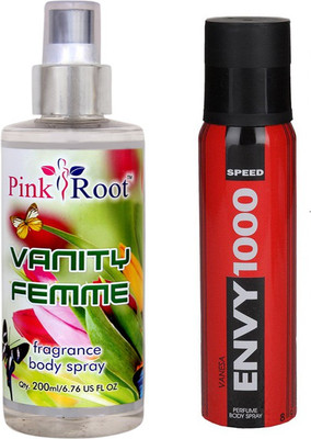 

Envy 1000 Envy Speed Perfume Body Spray 120ml and Pink Root Vanity Femme Fragrance body Spray 200ml Pack of 2(Set of 2)