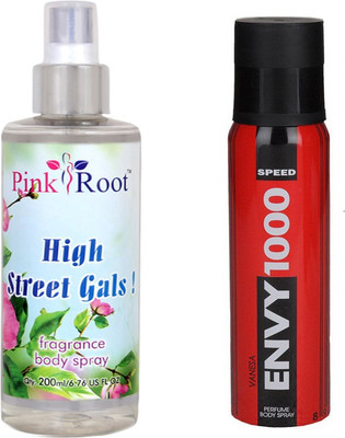 

Envy 1000 Speed Perfume Body Spray 120ml, Pink Root High Street Gals Fragrance body Spray 200ml(Set of 2)