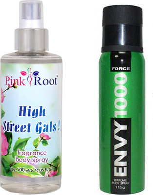 

Envy 1000 Envy Force Perfume Body Spray 120ml and Pink Root High Street Gals Fragrance body Spray 200ml Pack of 2(Set of 2)