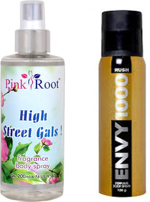 

Envy 1000 Rush Perfume Body Spray 120ml, Pink Root High Street Gals Fragrance body Spray 200ml(Set of 2)