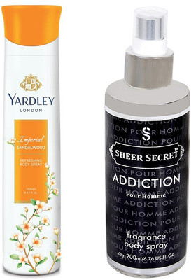 

YARDLEY SANDALWOOD 150 ML with SHEER SECRET ADDICTION MEN 200 ML(Set of 2)