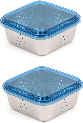 

JVL Jvl Square Freeze Bowl (Acrylic Lid)-1000ml (2 Pcs Set) - 1000 ml Steel, Plastic Grocery Container(Pack of 2, Blue)