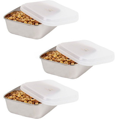 

JVL Jvl Square Lid Bowl (Ld Lid)-1000ml (3 Pcs Set) - 1000 ml Steel, Plastic Grocery Container(Pack of 3, White)