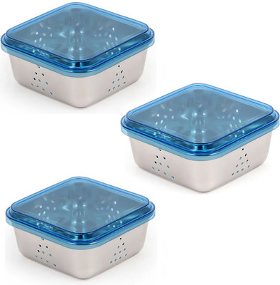

JVL Jvl Square Freeze Bowl (Acrylic Lid)-700ml (3 Pcs Set) - 700 ml Steel, Plastic Grocery Container(Pack of 3, Blue)