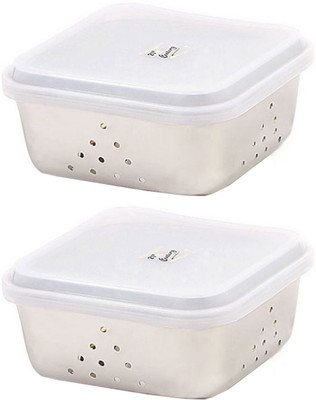 

JVL Jvl Square Freeze Bowl (Ld Lid)-350ml (2 Pcs Set) - 350 ml Steel, Plastic Grocery Container(Pack of 2, White)
