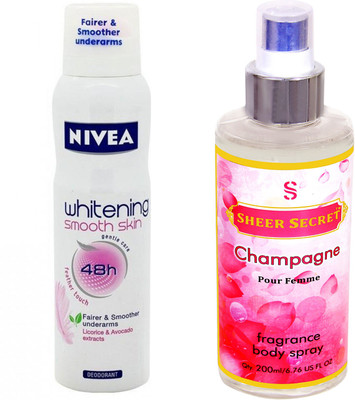 

Nivea SMOOTH SKIN with CHAMPAGNE WOMEN Deodorant Spray - For Women(350 ml, Pack of 2)