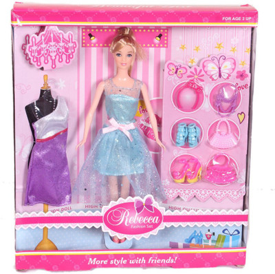 

Smartcraft Rebecca Doll Set with Costumes , Shoes and accessories ,Fashion forward Doll Set for girls(Multicolor)