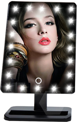 

24x7 Unique Portable LED Touch Screen Makeup Mirror 20 LEDs Lighted Make-up Cosmetic Mirror Adjustable Vanity Tabletop Countertop Bathroom Mirror (Black) Lighted Mirror(Rectangle)