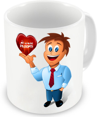 

Gemshop I Love My Parents Heart Printed Coffee Best Gift For Mother & Father /Anniversary Gift For Parents Ceramic Mug(330 ml), Multicolor
