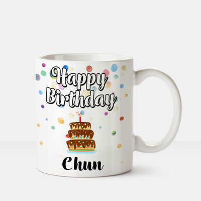 

Huppme Happy Birthday Chun Printed Coffee White Ceramic Mug(350 ml), Multicolor