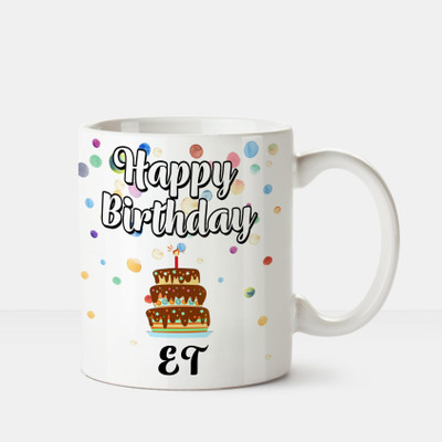 

Huppme Happy Birthday Et Printed Coffee White Ceramic Mug(350 ml), Multicolor