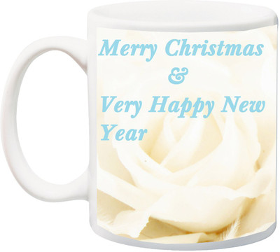 

Stylotrendz Merry Christmas and Very Happy New Year Coffee Ceramic Mug(325 ml), White