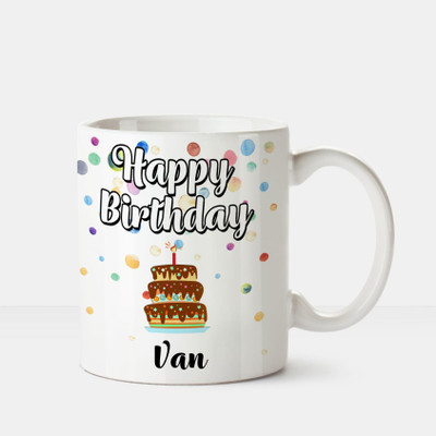 

Huppme Happy Birthday Van Printed Coffee White Ceramic Mug(350 ml), Multicolor