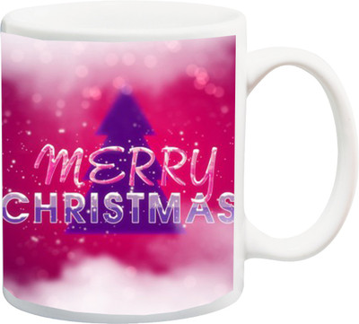 

Stylotrendz Merry Christmas Pink and Snow Theme Ceramic Mug(325 ml), White
