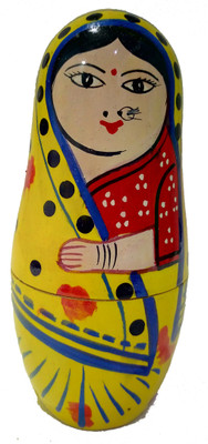 

Crafts India Hand crafted and painted Indian Lady Staking toy 5 pcs -(Multicolor)