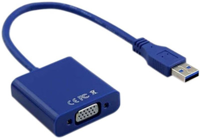 

LipiWorld TV-out Cable High Speed USB 3.0 to VGA Multi-display Adapter Converter Video Graphic Card Display LCD Monitor Cable Adapter With Driver Cd(Blue, For Laptop)
