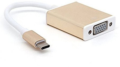 

LipiWorld TV-out Cable Type C To VGA USB 3.1 Type C Male To VGA Female 1080P Adapter Cable For Apple Macbook 12 Chrombook Pixel(Gold, For Laptop)