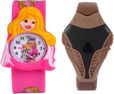 SOOMS BROWN COBRA DIGITAL LED BOYS WATCH WITH PINK BARBIE ROUND DIAL GIRLS Watch  - For Boys & Girls   Watches  (Sooms)