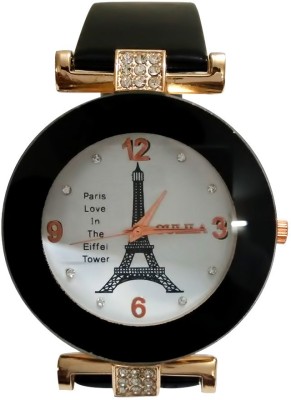 TopamTop Ville de Paris Artistic Black Diamond Style Ladies Watch  - For Girls   Watches  (TopamTop)