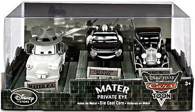 Generic Disney Pixar Cars Toon Exclusive 148 Die Cast Car 3Pack Maters Private Eye Mater P.I. Lieutenant Mcqueen Big D(Multicolor)