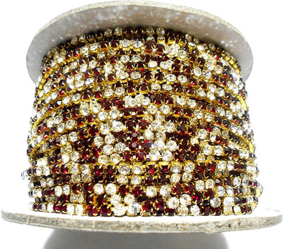

GOELX 2-in-1 Stone Chain - Maroon & Clear for Jewellery Making & Decorating !!