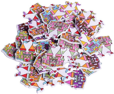

Vardhman Buttons printed wooden, castle shape ,45 pcs, size 3 x 2.75 cm ,used in art & craft, dresses, scrap booking, decorations etc.