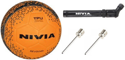 Nivia Combo of Three, One Revolvo Football, One Double Action Pump and 2 Needle (Color On Availability)- Football - Size: 5(Pack of 1, Multicolor) available at flipkart for Rs.945
