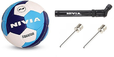 

Nivia Combo of Three, One Equator Football, One Double Action Pump and 2 Needle (Color On Availability)- Football - Size: (Pack of 1, Multicolor