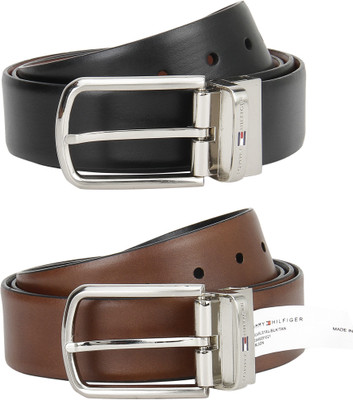 

Tommy Hilfiger Men Formal Tan, Black Genuine Leather Reversible Belt, Black/tan