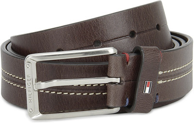 Tommy Hilfiger Men Casual Brown Genuine Leather Belt, Choco brown