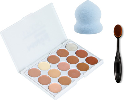 MITENO mars Contour Highlight Concealer with Oval Application Brush and Blender Puff Sponge(Set of 3)