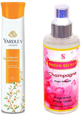 

YARDLEY SANDALWOOD 150 ML with SHEER SECRET CHAMPAGNE WOMEN 200 ML(Set of 2)