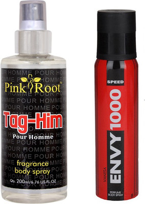 

Envy 1000 Envy Speed Perfume Body Spray 120ml and Pink Root Tag-Him Pour Homme Fragrance body Spray 200ml Pack of 2(Set of 2)