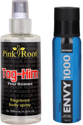 

Envy 1000 Envy Nitro Perfume Body Spray 120ml and Pink Root Tag-Him Pour Homme Fragrance body Spray 200ml Pack of 2(Set of 2)