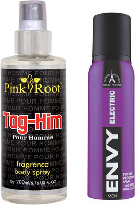

Envy 1000 Envy Electric Men Perfume Deodorant Spray 120ml and Pink Root Tag-Him Pour Homme Fragrance body Spray 200ml Pack of 2(Set of 2)