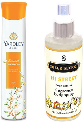 

YARDLEY SANDALWOOD 150 ML with SHEER SECRET HI STREET WOMEN 200 ML(Set of 2)