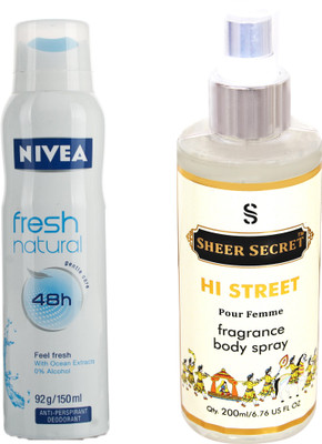 

Nivea FRESH NATURAL with HI STREET WOMEN Deodorant Spray - For Women(350 ml, Pack of 2)