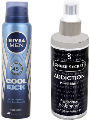 

Nivea COOL KICK with ADDICTION MEN Deodorant Spray - For Men(350 ml, Pack of 2)