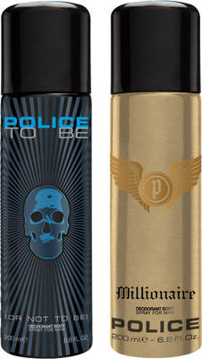 

Police To Be Man & Millionaire Deodorant Spray - For Men(400 ml, Pack of 2)