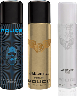 

Police Contemporary & To Be Man & Millionaire Deodorant Spray - For Men(600 ml, Pack of 3)