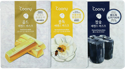 

Coony Coony Face Mask Gold,Bee Venom,Charcoal Pack of 3(70 g)