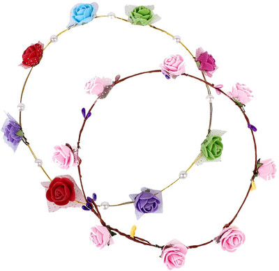 

Megalite Exclusive Collection Wedding Party Fancy Floral Princess Tiara Combo Hair Band(Multicolor)
